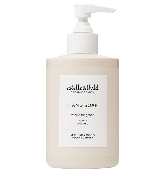 hand soap, hand wash, vanilla, organic, vegan, bottle